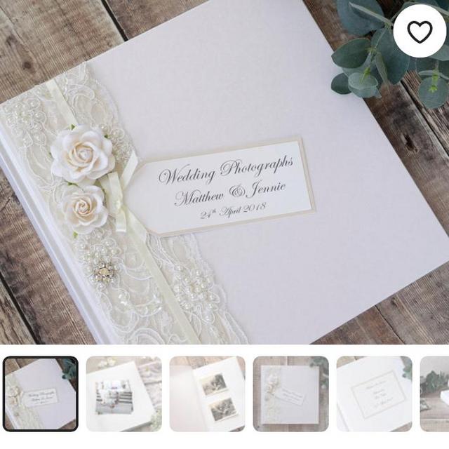 Wedding Photograph Album. 30 pages / 60 Sides. Vintage Pearl Lace & Roses Personalised Wedding Photo Album. Handmade Wedding Keepsake/ Gift.