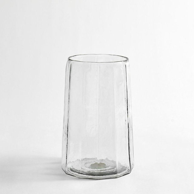 Hammered Café Recycled Hurricane Candle Holder, Small, 10.75"H - Clear