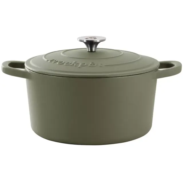 Crockpot Artisan 7 Quart Enameled Cast Iron Dutch Oven in Matte Green