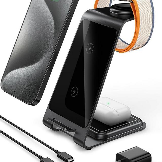 Intoval 3-in-1 Wireless Charging Station for iPhone 15 Pro/15/15 Pro Max/14 Pro/14/14 Pro Max, Apple Watch 9/Ultra 2/SE/8/7/6/5/4/3/2, AirPods Pro/Pro 2/3 (Y93, Grey)
