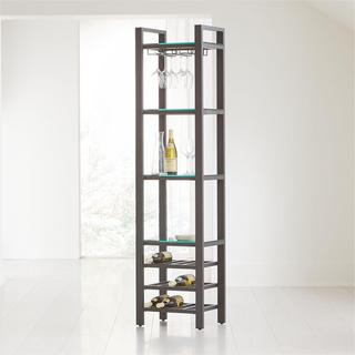 Pilsen Walnut and Graphite Modular Wine Tower with Shelves
