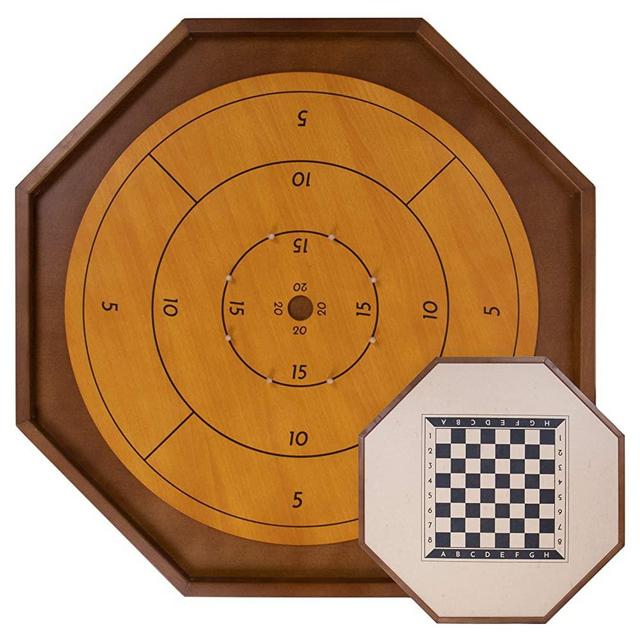 Tournament Crokinole & Checkers - 30-Inch Official Size - Classic Dexterity Board Game for Two Players - Canadian Heritage Family Tabletop Game - Includes 24 Black & White Discs, Rules & Game Board