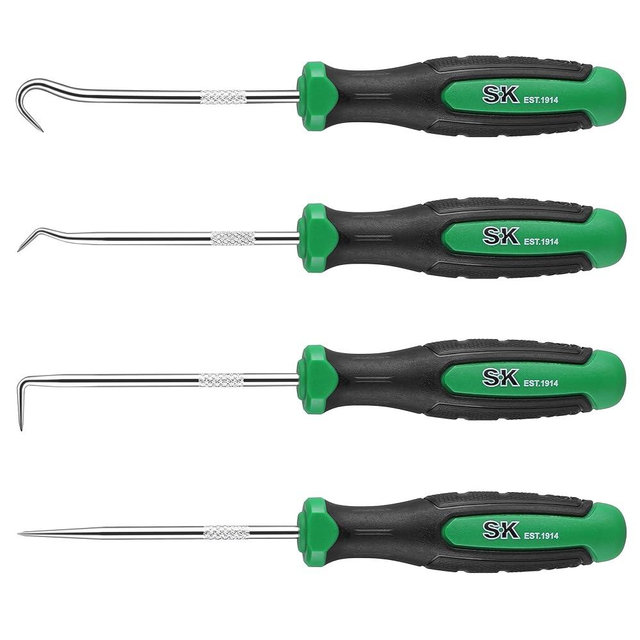 SK 4 Piece Hook and Pick Set, Straight Pick, Offset Pick, 90°Pick and Hook, Ideal for Auto and Electronics Maintenance Tools