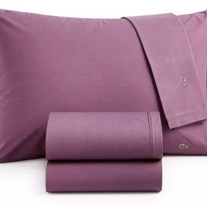 Plum - Cal King - Lacoste Home Solid Cotton Percale 4-Pc. Sheet Sets