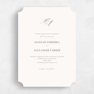 Beige Ticket Wedding Invitation - Brixen Classic
