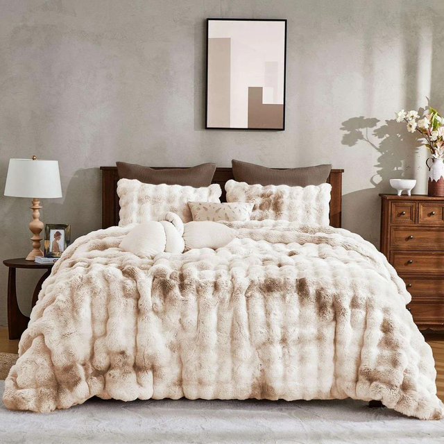 Wonderful® Ombre Cloud Faux Rabbit Fur Comforter Set - 3pc Tie-dye Lightweight