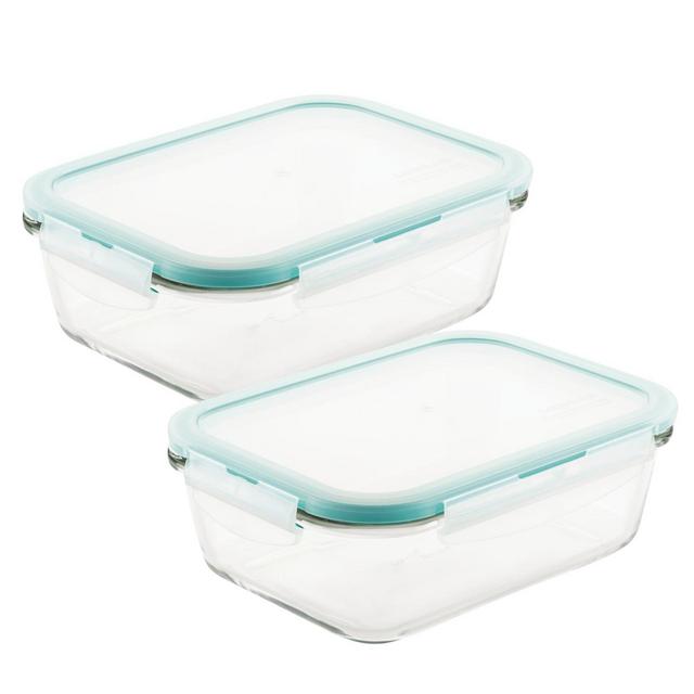 Lock and Lock Purely Better 2-Pack 34 oz. Rectangular Glass Food Storage Containers