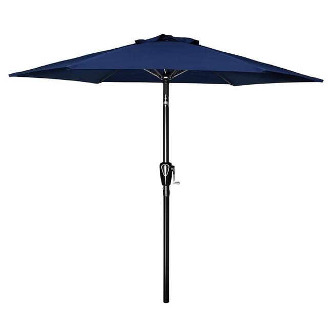 Simple Deluxe 7.5ft Patio Umbrella Outdoor Table Market Yard Umbrella with Push Button Tilt/Crank, 6 Sturdy Ribs for Garden, Deck, Backyard, Pool, Dark Blue