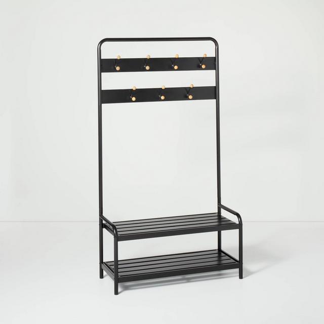 Slat Metal Entryway Bench & Hall Tree Black - Hearth & Hand™ with Magnolia