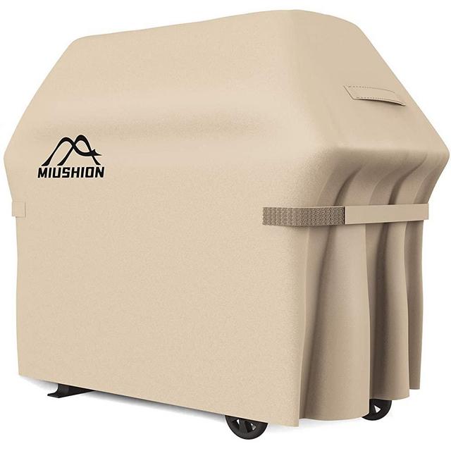 Miushion Grill Cover, 58 Inch Heavy Duty Outdoor BBQ Grill Cover for Weber, Brinkmann, Char Broil, Holland and Jenn Air etc. UV Fade/Rip Resistant, Waterproof (Beige)