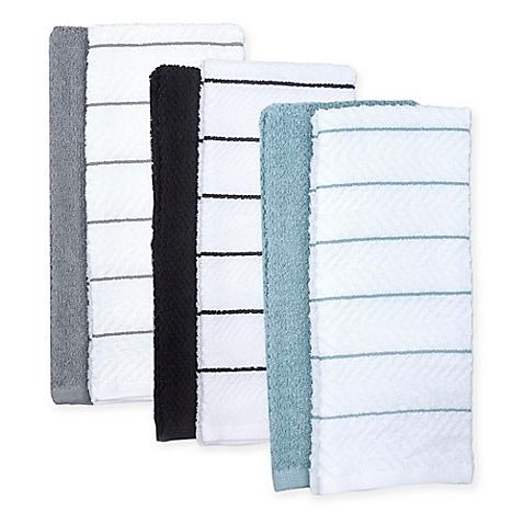Chevron Jacquard Kitchen Towel in Blue/White (Set of 8)
