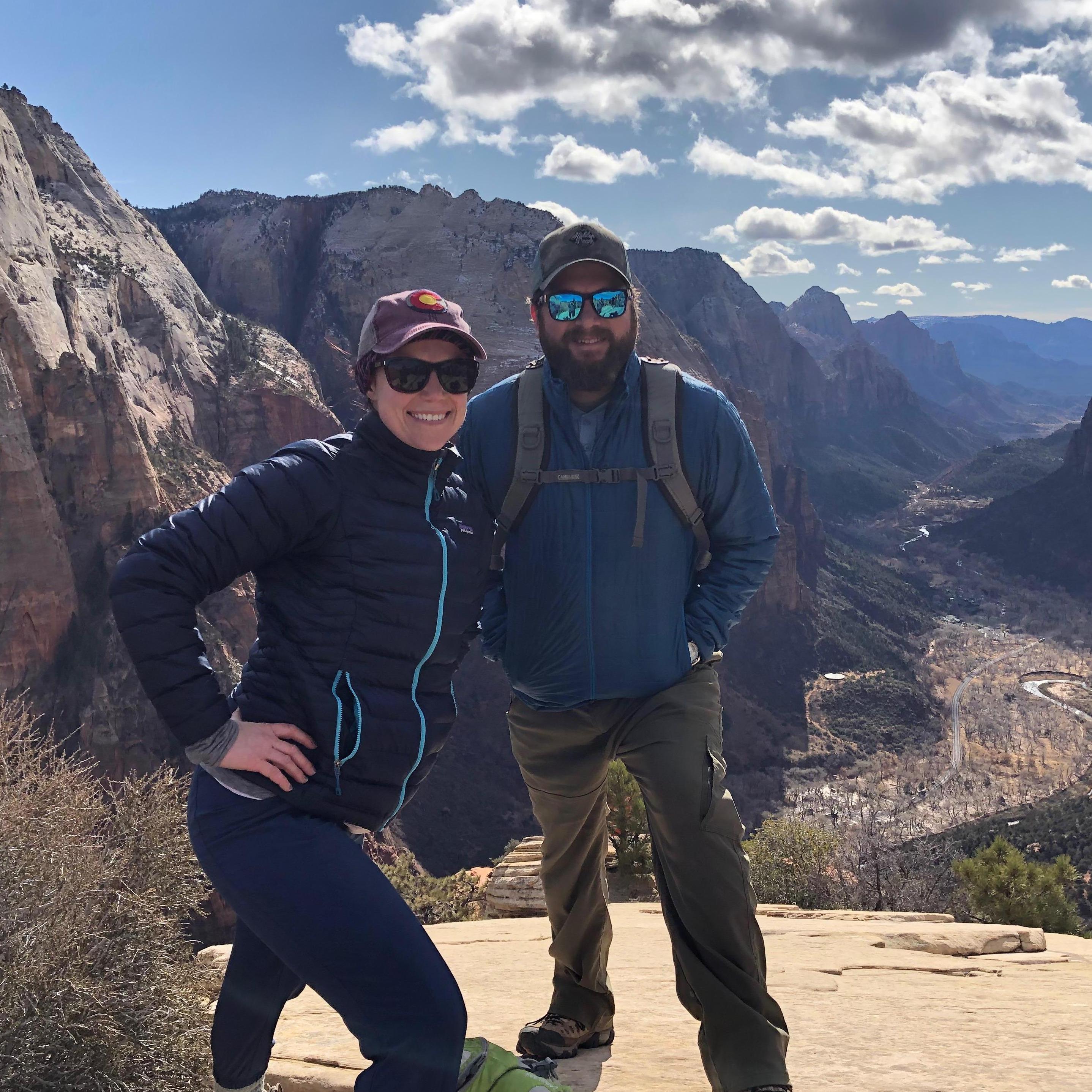 Top of Angel's Landing. We met a friend on the trek up who thanked us for giving him courage!