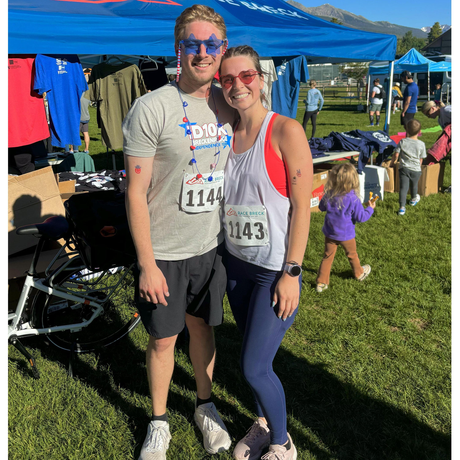 We ran a 10k in Breckenridge for the 4th of July in 2024. This photo pretty well encompasses the type of dates we like to go on!