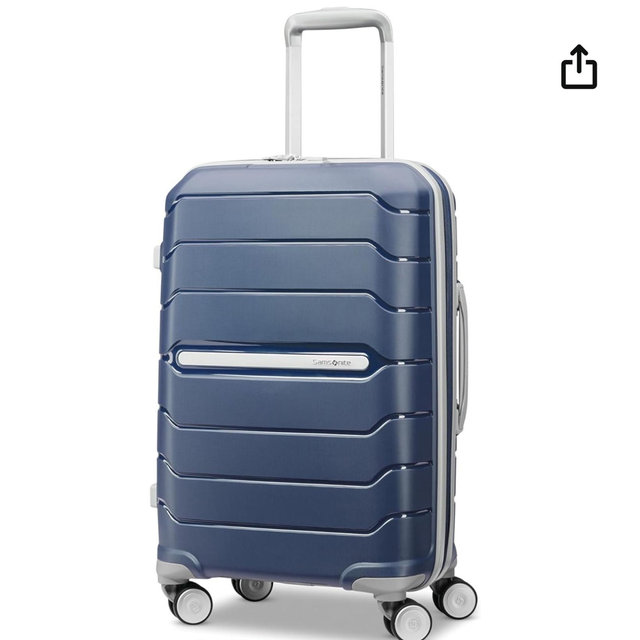 Samsonite Freeform 21-Inch Hardside Carry-On Luggage - Hardshell Carry-On Suitcase - TSA, Airline-Approved - Expandable Hard Shell, Smooth Rolling Spinner Wheels for Lightweight Travel - Navy