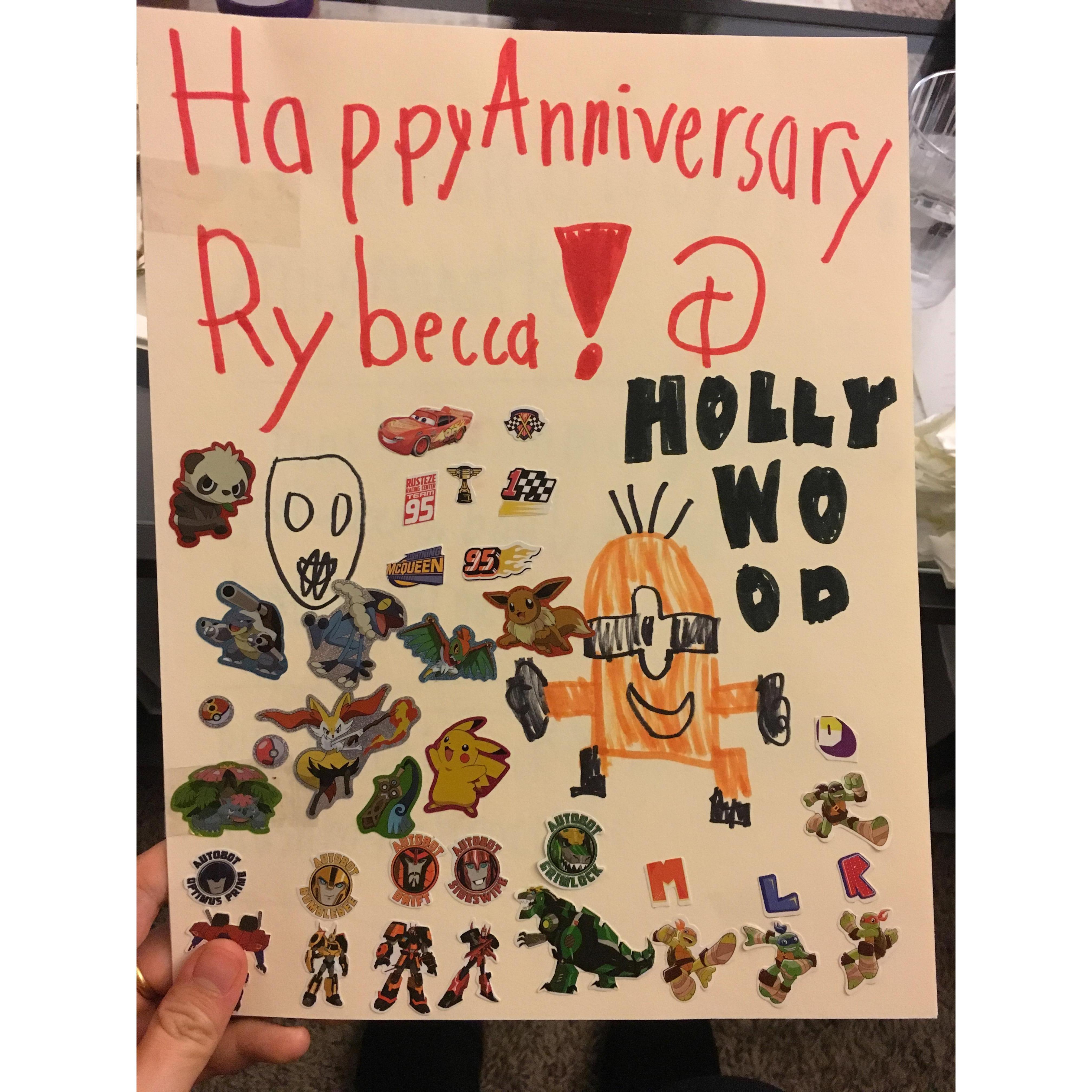 We celebrated our 1 year anniversary with some of our favorite people - The Parks. John made us a meal that was truly legendary and Joshua and James made us menus/cards that was equally legendary.