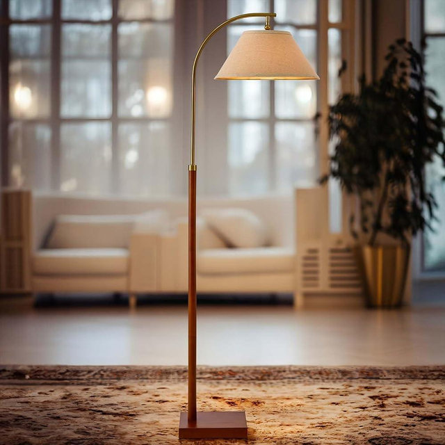 G-SAFAVA 63" Gold Floor Lamp for Living Rooms Tall Arc Standing Lamps for Bedrooms Tall Lamps with Foot Switch for Bedroom