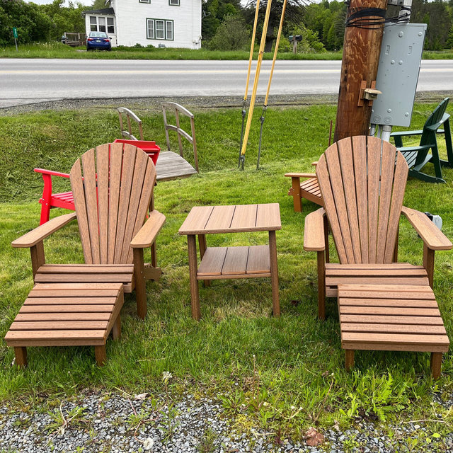 Lamoille Woodcraft Poly Adirondack Chairs & Table