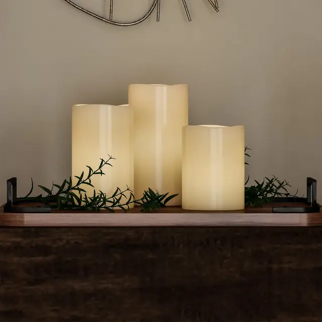 Hasting Home 3-Piece Flameless Candle Set - Remote Controlled, LED Candles, Real Wax, Battery Operated for Home, Wedding, or Christmas Decor