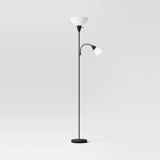 Torchiere with Task Light Floor Lamp Black - Room Essentials™