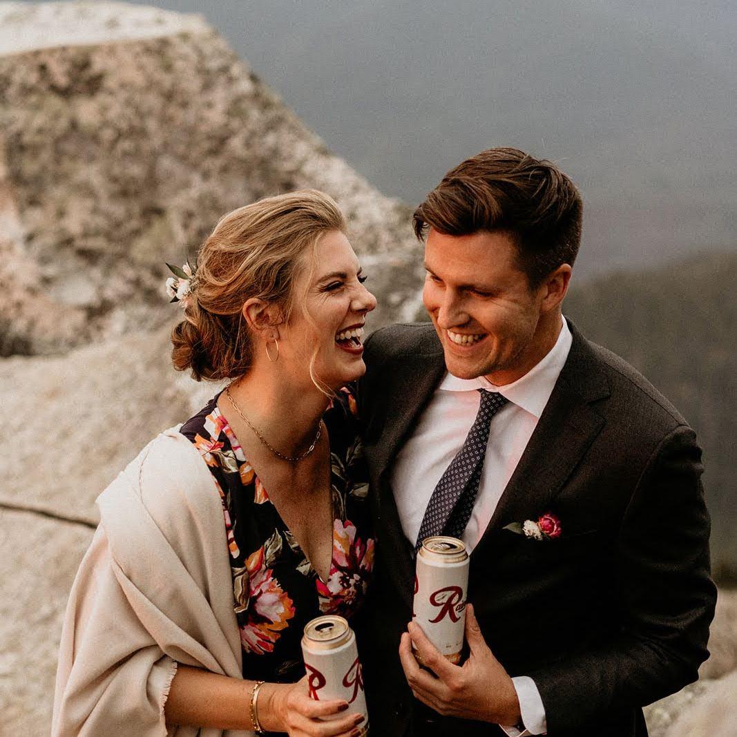 On top of Mt. Pilchuck at sunset after Jon and Catherine's wedding ceremony. 2021.