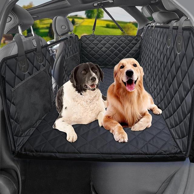URPOWER Back Seat Extender for Dogs, Dog Car Seat Cover with Hard Bottom Dog Car Seat Bed Waterproof Dog Hammock for Car Pet Backseat Protector with Mesh Window and Storage Pocket for Car, Truck, SUV