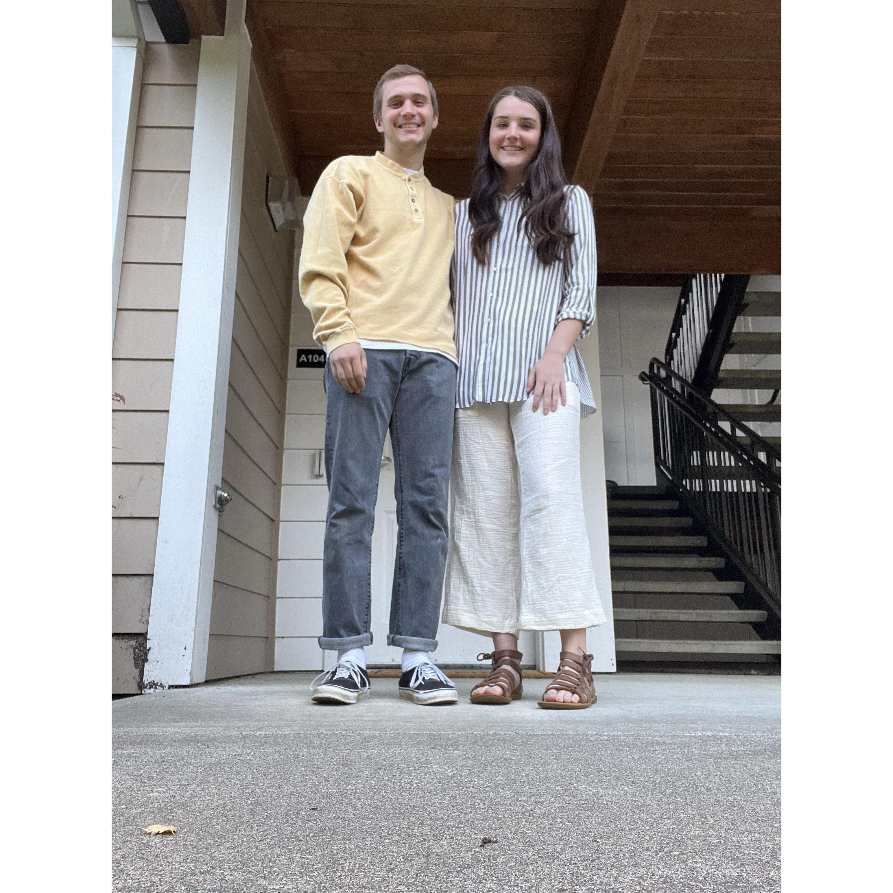 First day of Junior year (Preslie) and Senior year (Devin) at Linfield