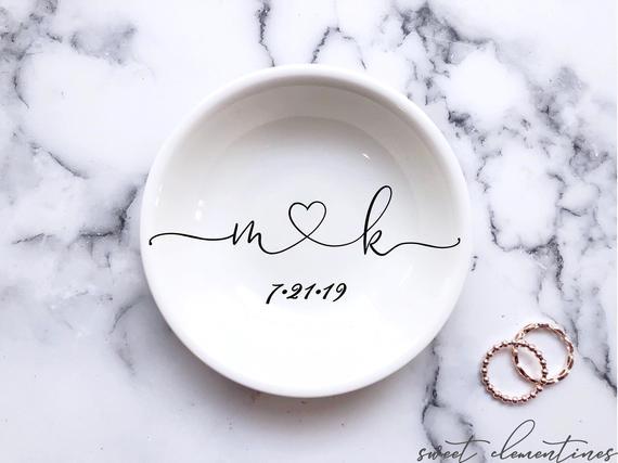 Engagement ring dish wedding ring holder engagement gift for couple wedding gift for bride personalize ring holder dish ring dish wedding
