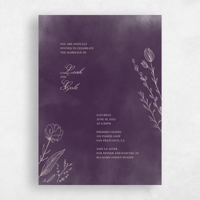 Purple Wedding Invitation - Dubuque Bloom