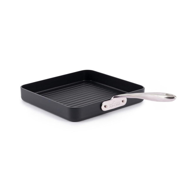 All-Clad HA1 Expert Hard Anodized Nonstick Square Grill Pan For Stovetop 11x11 Inch Oven-Safe Up to 500°F, Grilling, Professional Cookware, Dishwasher-Friendly, Oven-Safe Up to 500°F, Black