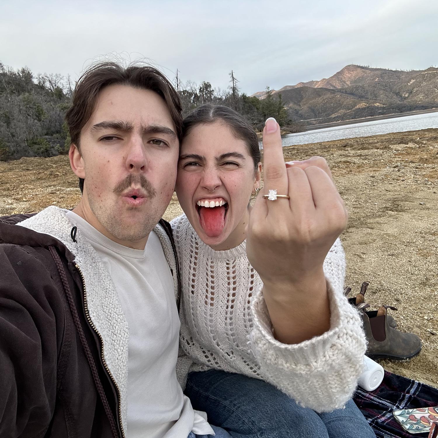 minutes following the proposal... we ate hot Cheetos and were pretty stoked.