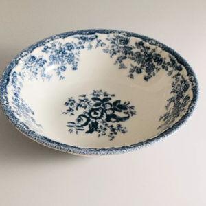 Floral Earthenware Bowl in Blue