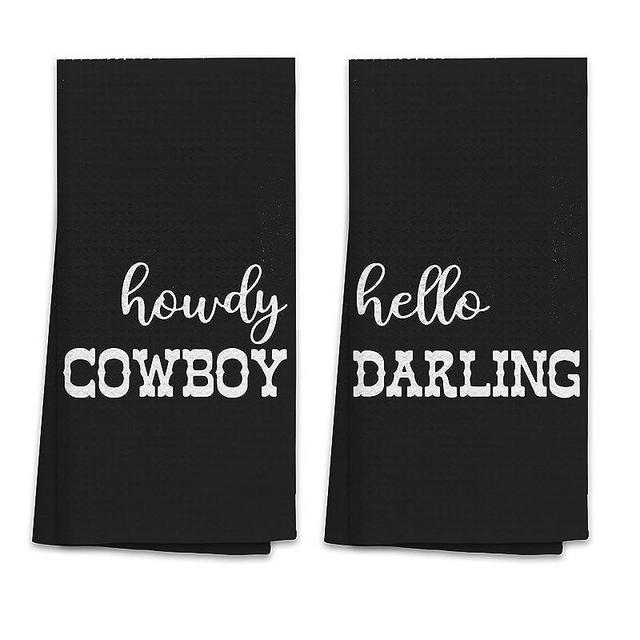 OHSUL Bath Towels,Howdy Cowboy Hello Darling Highly Absorbent Black Bath Towels Set of 2,Funny Bathroom Humor Towels Set,Western Gifts,Cowboy Cowgirl Teen Girls Boys Couples Gifts