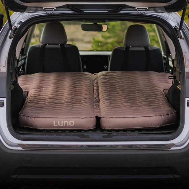 Luno AIR BASE Mattresses - SUV Air Mattress for Car Camping w/ 12v Electric Pump, Durable 200D Oxford Fabric, Two head support straps & Repair Patch - Car Camping Mattress That Fits All Full Size SUVs
