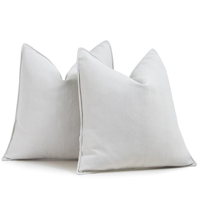 ZWJD Cream Pillow Covers 24x24 Set of 2 Chenille Pillow Covers with Elegant Design Soft and Luxurious Decorative Throw Pillows for Couch, Bed, and Home Decor