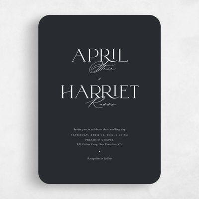 Black Rounded Wedding Invitation - Grayson Classic