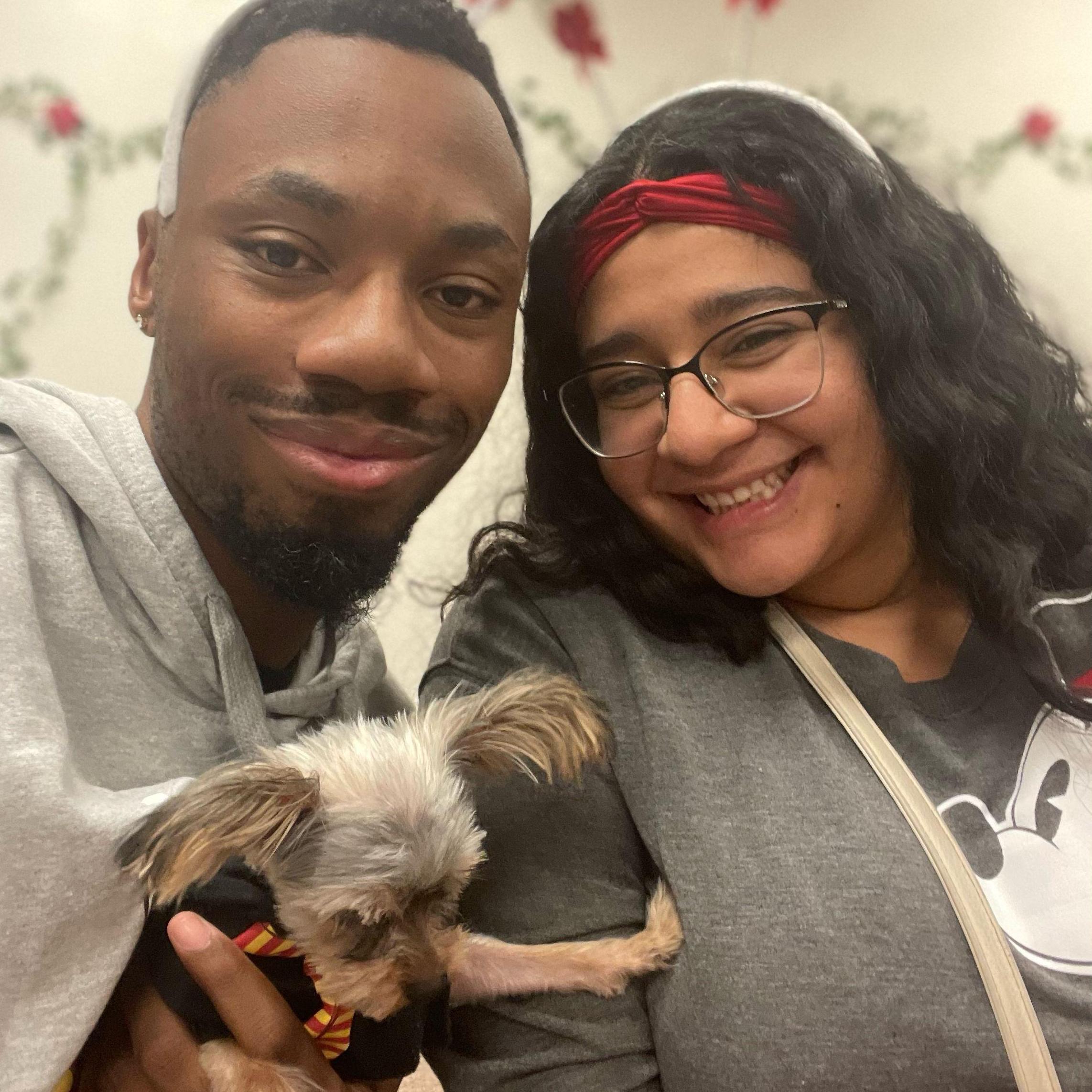 Christmas/Winter Picture with our daughter Daisy
