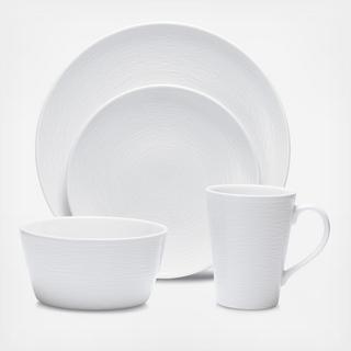 White on White 4-Piece Place Setting, Service for 1