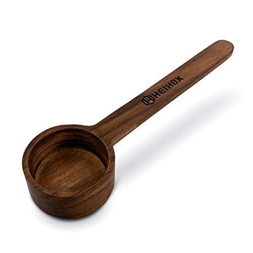 Long Handle Coffee Scoop - Heihox Wooden Coffee Measuring Spoon In Black Walnut, Coffee Spoon for Ground Beans or Tea, Coffee Scoop 2 Tablespoon, 10g