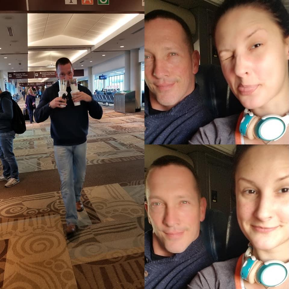 Our first flight together! He is a food balancing master!