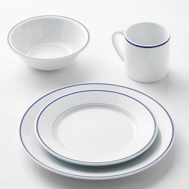 Apilco Tradition Porcelain 16-Piece Dinnerware Set with Cereal Bowl, Blue