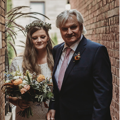 Britt and her Dad, Bob getting ready to walk down the "aisle"