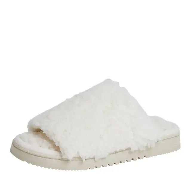 Cozy Mountain™ Small Women's Sherpa Slide Slippers in Ivory