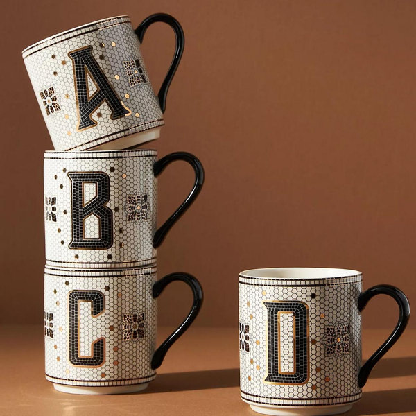 The Bistro Tile Stoneware Mug: Monogram Edition