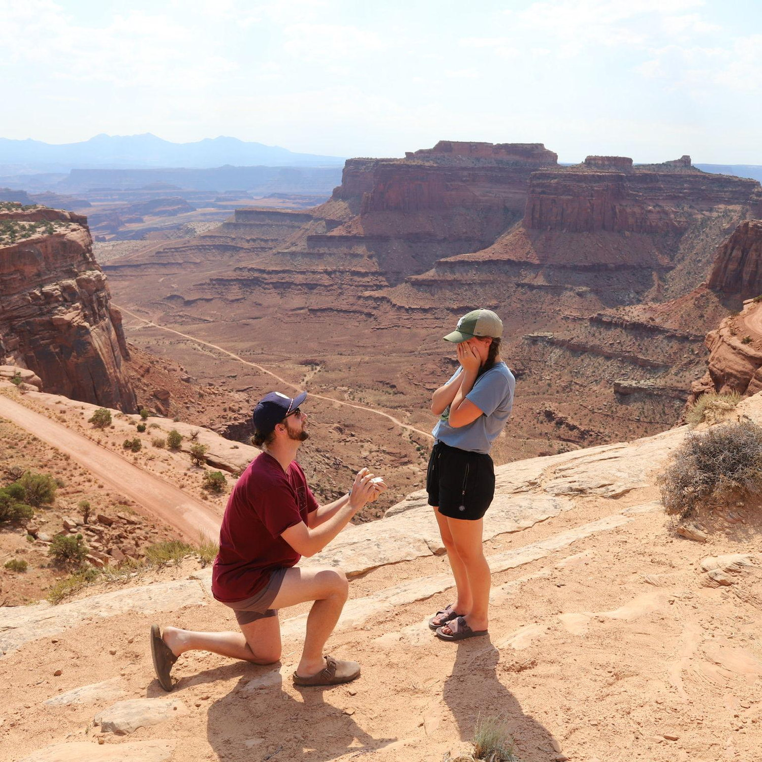 Our engagement, fresh out of a 24 hour car ride.