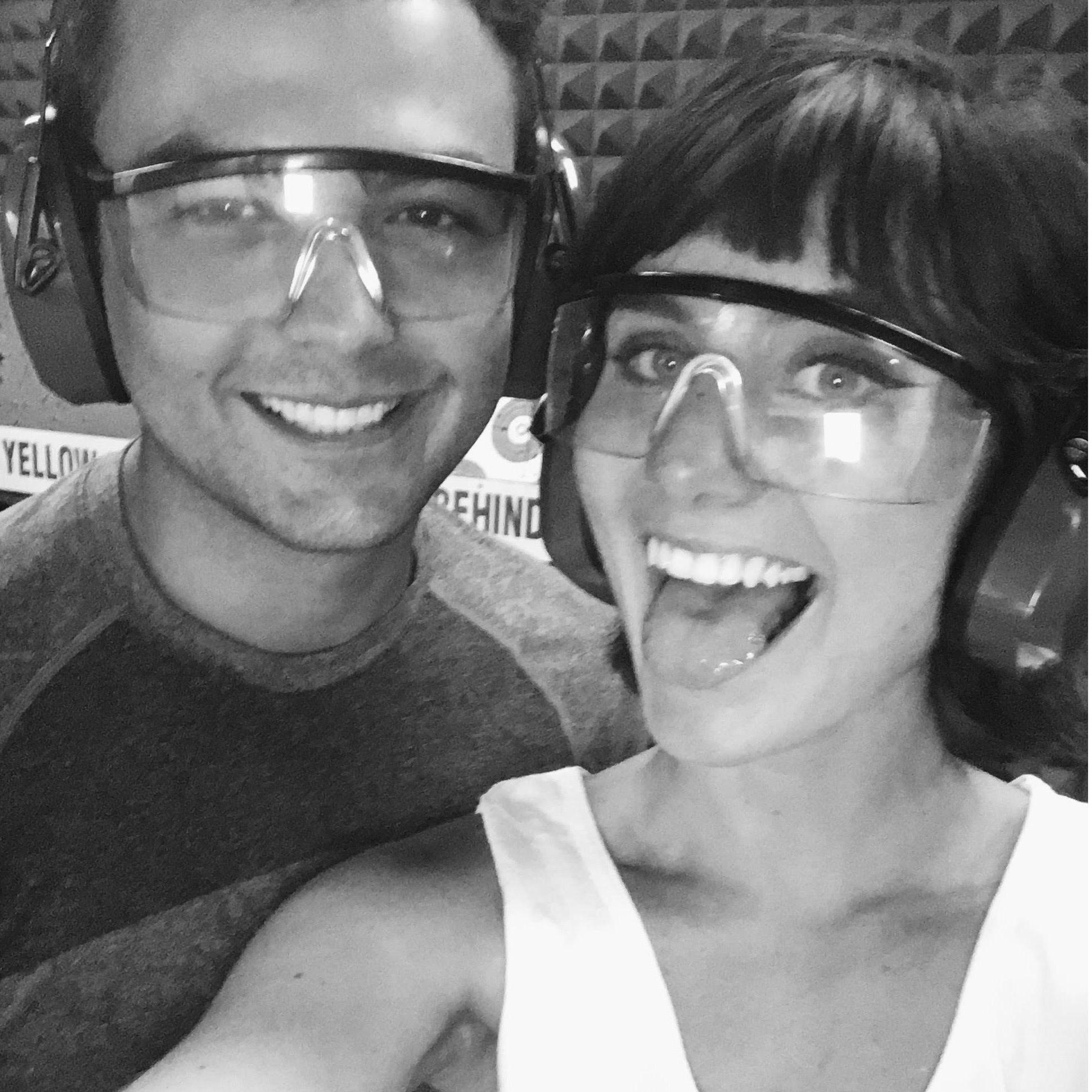 This was the first time Anna learned how to shoot at the gun range - Trevor is a great teacher