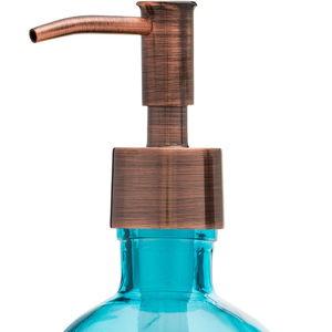 Beach Blue Glass Lotion Soap Dispenser with Rustic Copper Pump