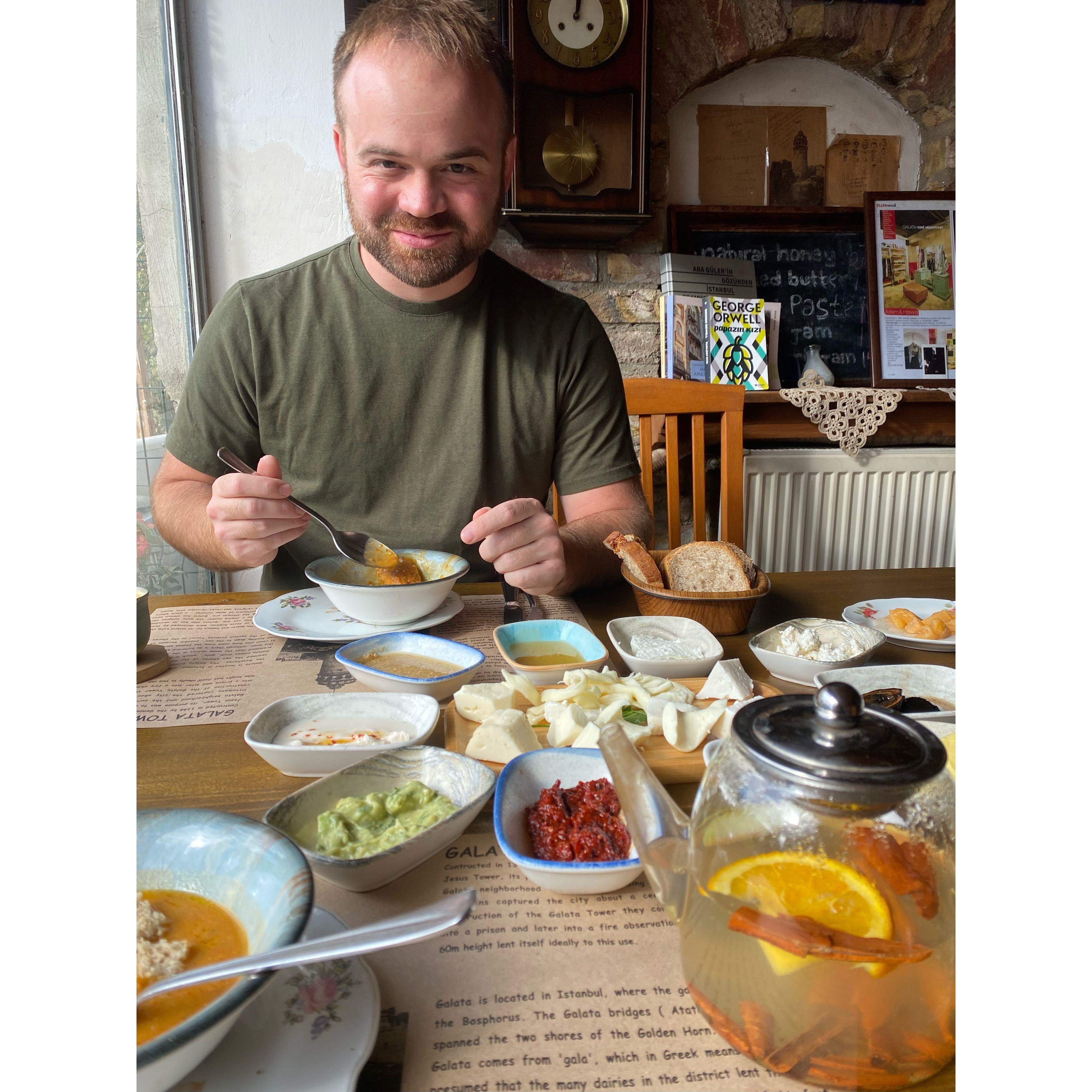 Our favorite "tiny bowl breakfast" during a trip to Turkiye