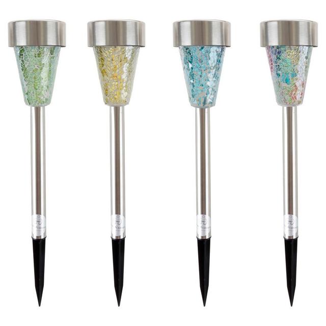 Solar Outdoor LED Light Mosaic Pillar Path and Walkway Lights Pure Garden