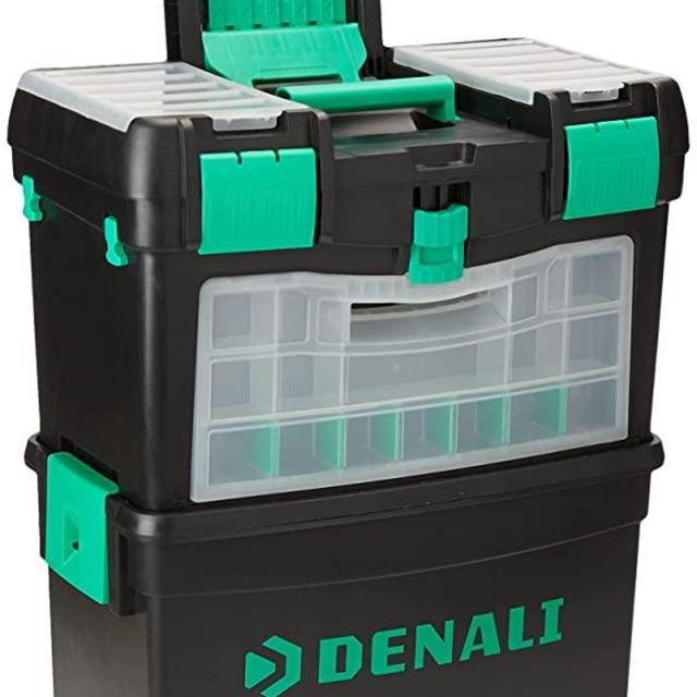 Amazon Brand - Denali Wheeled Toolbox with Foldable Comfort Handle & Removable Top Storage