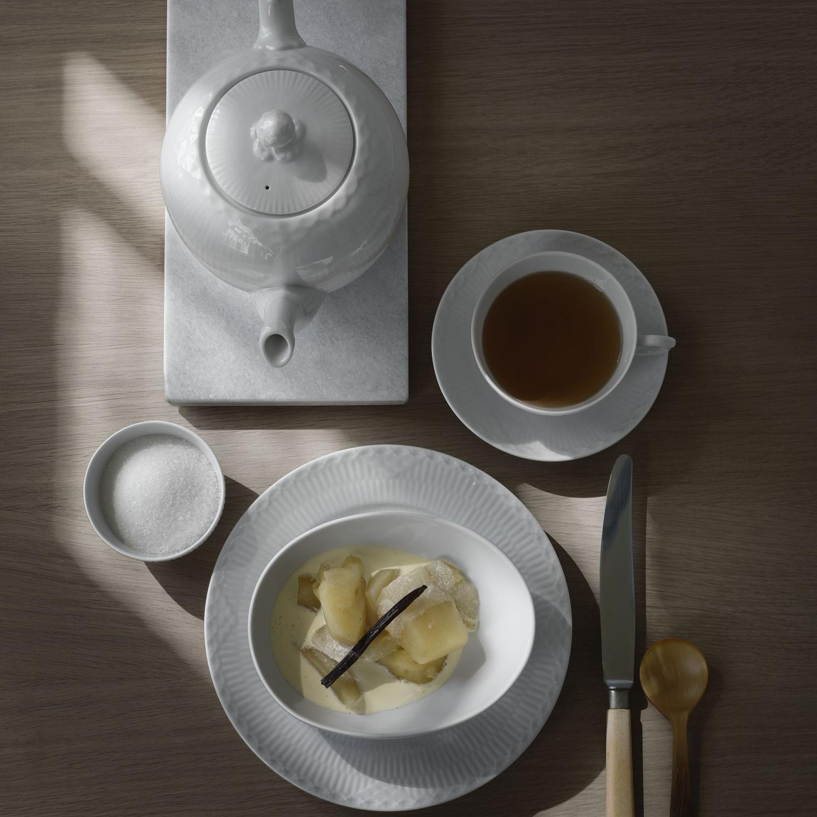 White Fluted Half Lace Tea Pot - Thumbnail 4